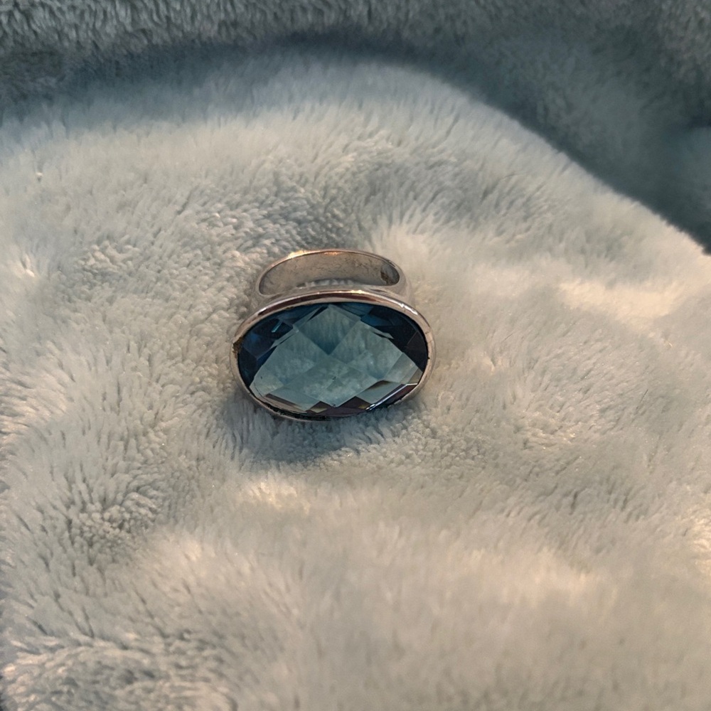 Lia Sophia Silver Ring with Blue Gem